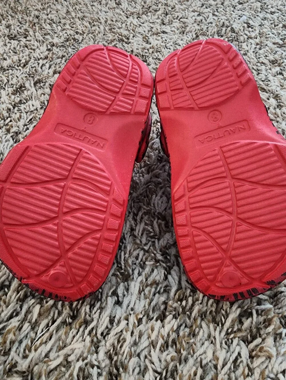 Nautica Kids Red and Black Tie-Dye Clog Sandals 8